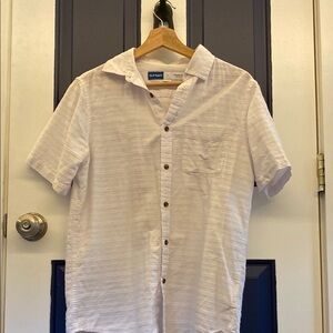 Textured white button up tee.